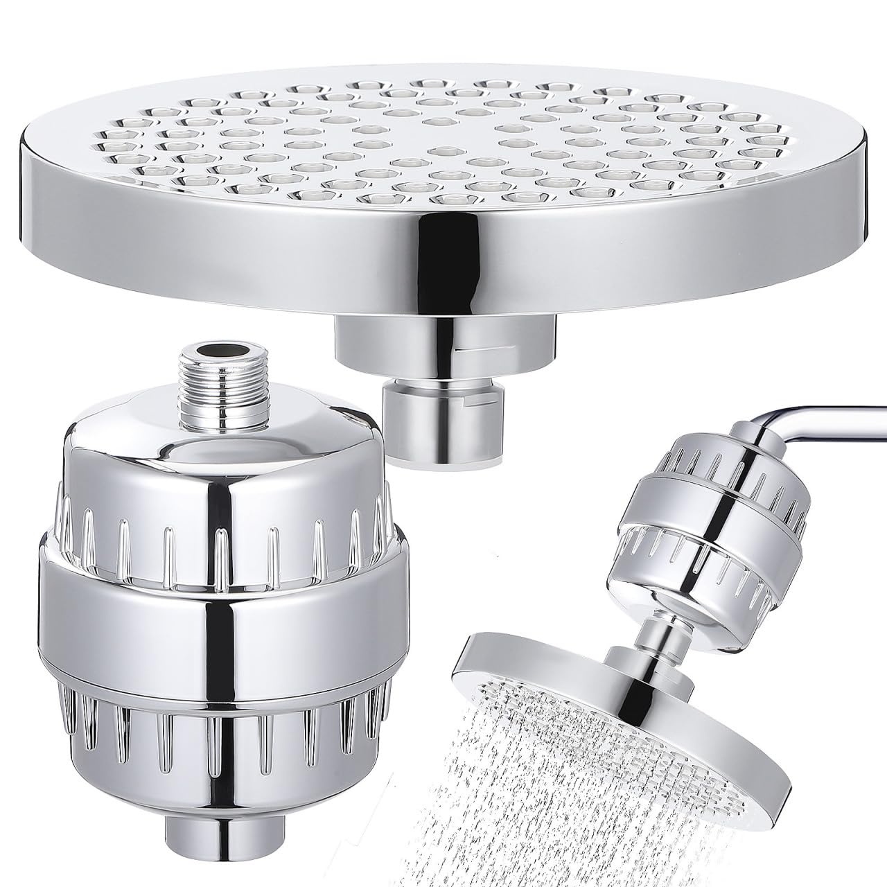 Filtro de Agua para Ducha Cabezal Giratorio Ajustable y Filtración en Varias Etapas, Adecuado para Agua Dura y Ducha Purificada