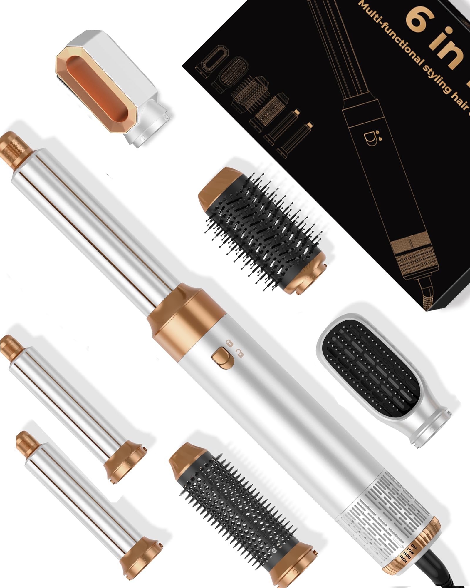 Amazon.com : 6 in ONE Blow Dryer Brush, Curling Wand Hair Styling