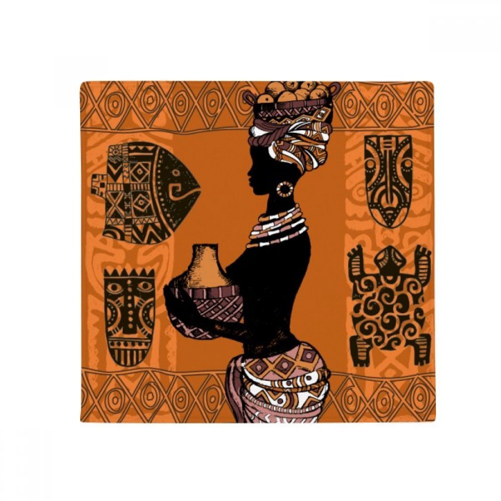 Tapis de sol noir primitif africain multicolore 50x50cm idée cadeau maison