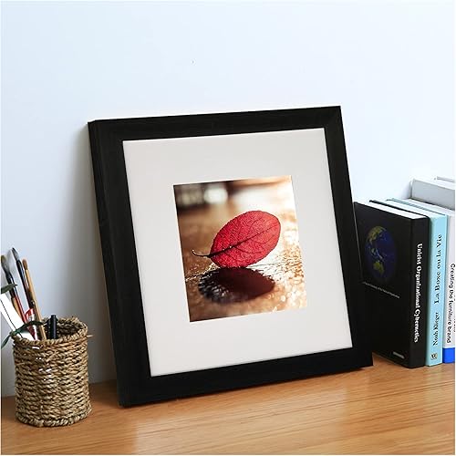 Miniatura 5 de Portarretratos negro de 8 x 8 pulgadas con paspartú redondo de 6 x 6 pulgadas, marco de fotos para galería, independiente y para montar en la pared,