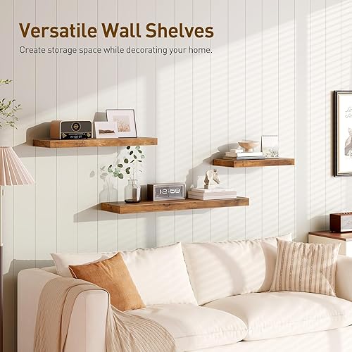 Miniatura 4 de Estantes flotantes para pared, juego de 4 estantes de pared de 1.5 pulgadas de grosor con soportes invisibles, estantes colgantes de 15.7 pulgadas