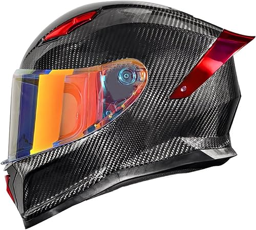 Cascos de motocicleta de fibra de carbono de cara completa, con alerón para deporte, turismo, calle, motoneta, scooter, chopper, ATV, moto de nieve,