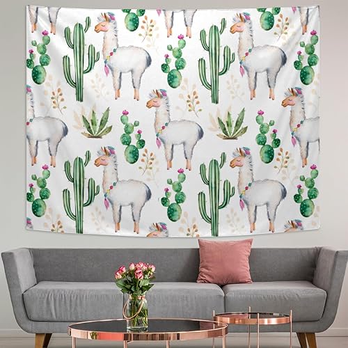 Miniatura 6 de KOBLEN Camel Cactus Flower Tapestry Aesthetic Lightweight Tapestry Wall Hanging 51x59 Inch Wall Tapestry for Bedroom Living Room Home Decor