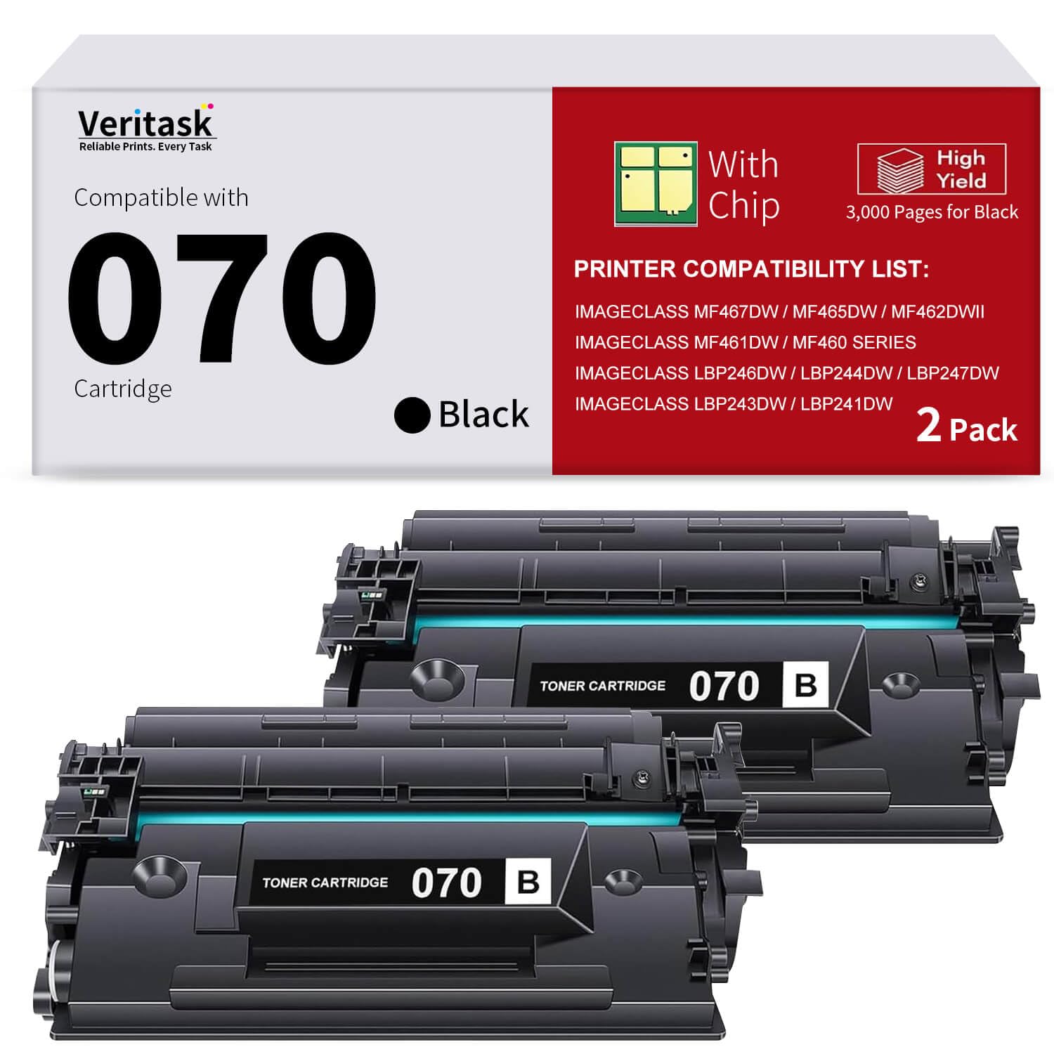 070 Black Toner Cartridge Replacement for Canon 070 070H Toner Cartridge
