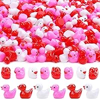Vista 12 de 100 piezas mini patos con purpurina coloridos pequeños de resina para ocultar figuras de animales de plástico para casa de muñecas, micro casa