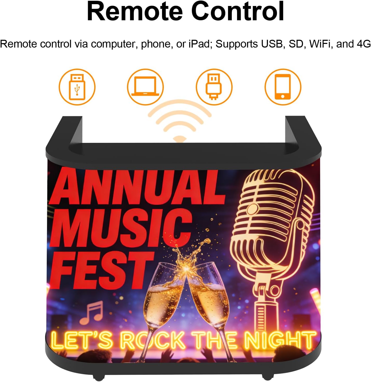 Curved LED DJ Booth, P2.5 GOB LED DJ Table with App Control, Portable LED Screen Display DJ Booth Facade Wheels, Fast Content Management for Rentals, Nightclubs, Events, Parties