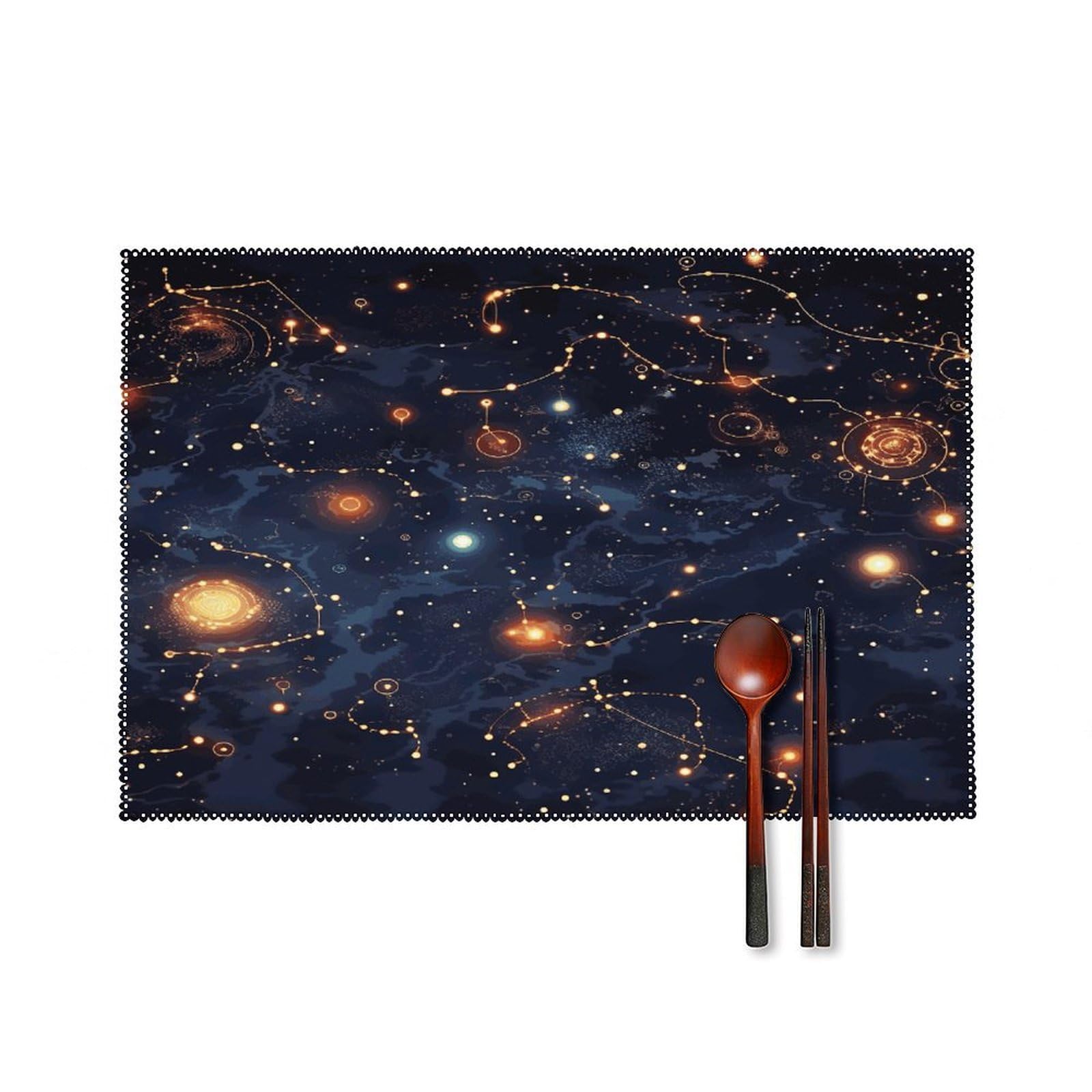 Star Constellation Map Placemats Set of 4 Heat Resistant Non-Slip Place Mats for Dining Table Washable Placemat Wipeable Dining Table Mat Canvas Place Mats Dining Table Decor