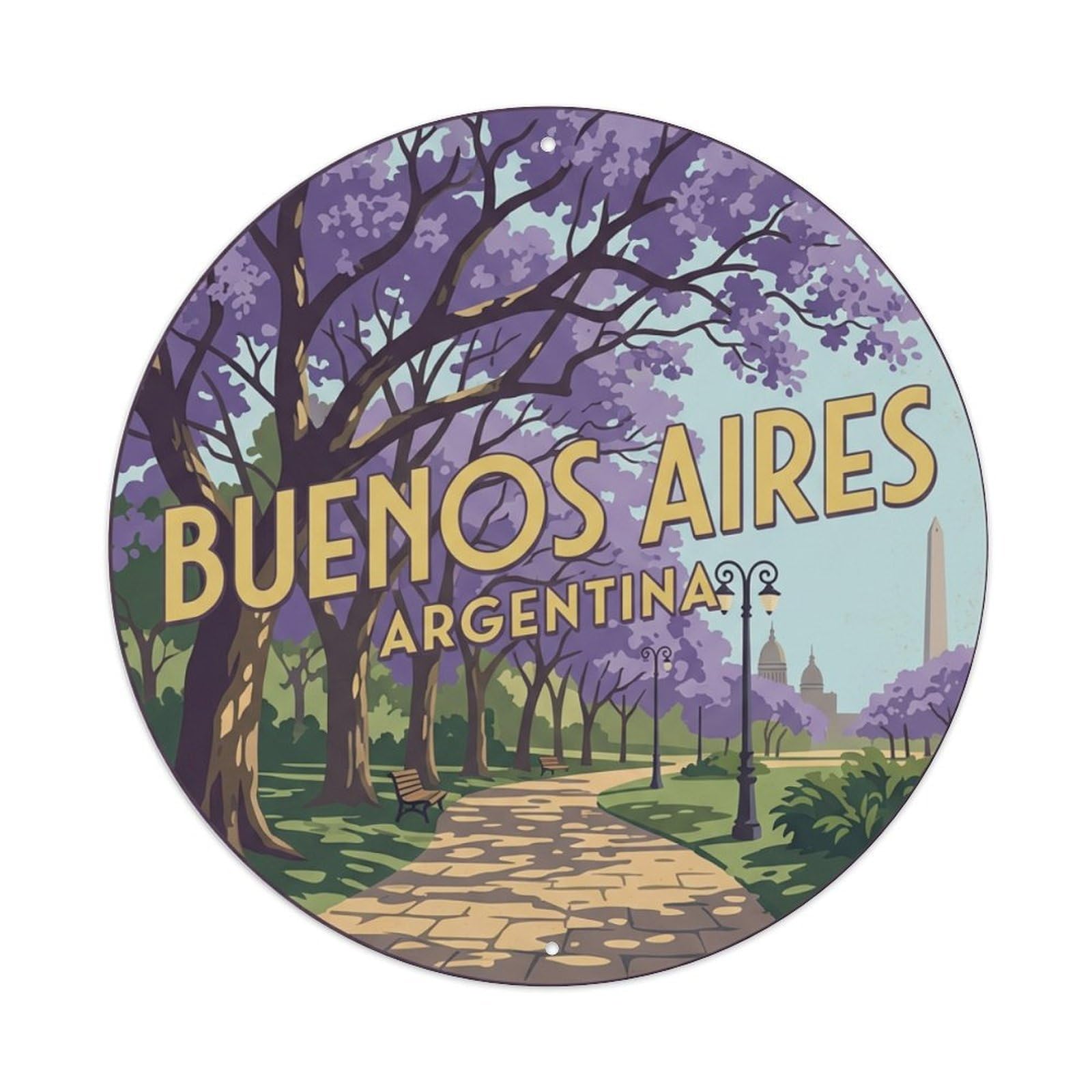 Metal Tin Sign Vintage Travel Buenos Aires Argentina Grove