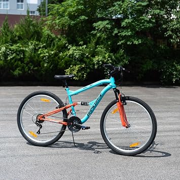 HILAND 26 Inch Full Suspension Mountain Bike, 18-Speed MTB with Lightweight Frame, Dual V-Brakes, All-Terrain XC Tires, Adult Bike for Men & Women