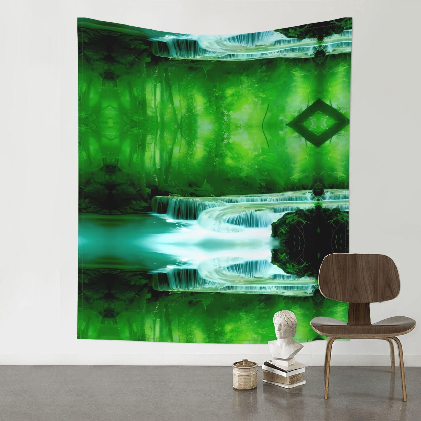 YYHWHJDE Green Trees Small Waterfalls Prints Wall Tapestry 60x51in - High-Grade Polyester Throw for Dorm Room Decor, Beach Blankets & Home Accent
