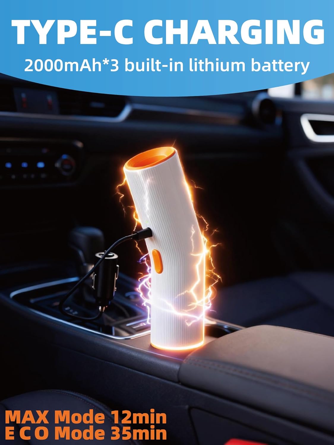 Cordless Car Vacuum, 4-in-1 Portable Mini Handheld Vacuum Cleaner with 15000pa Suction Power, 2 Suction Modes & Multi-Nozzles for Car Home Office Pet, White - Image 6