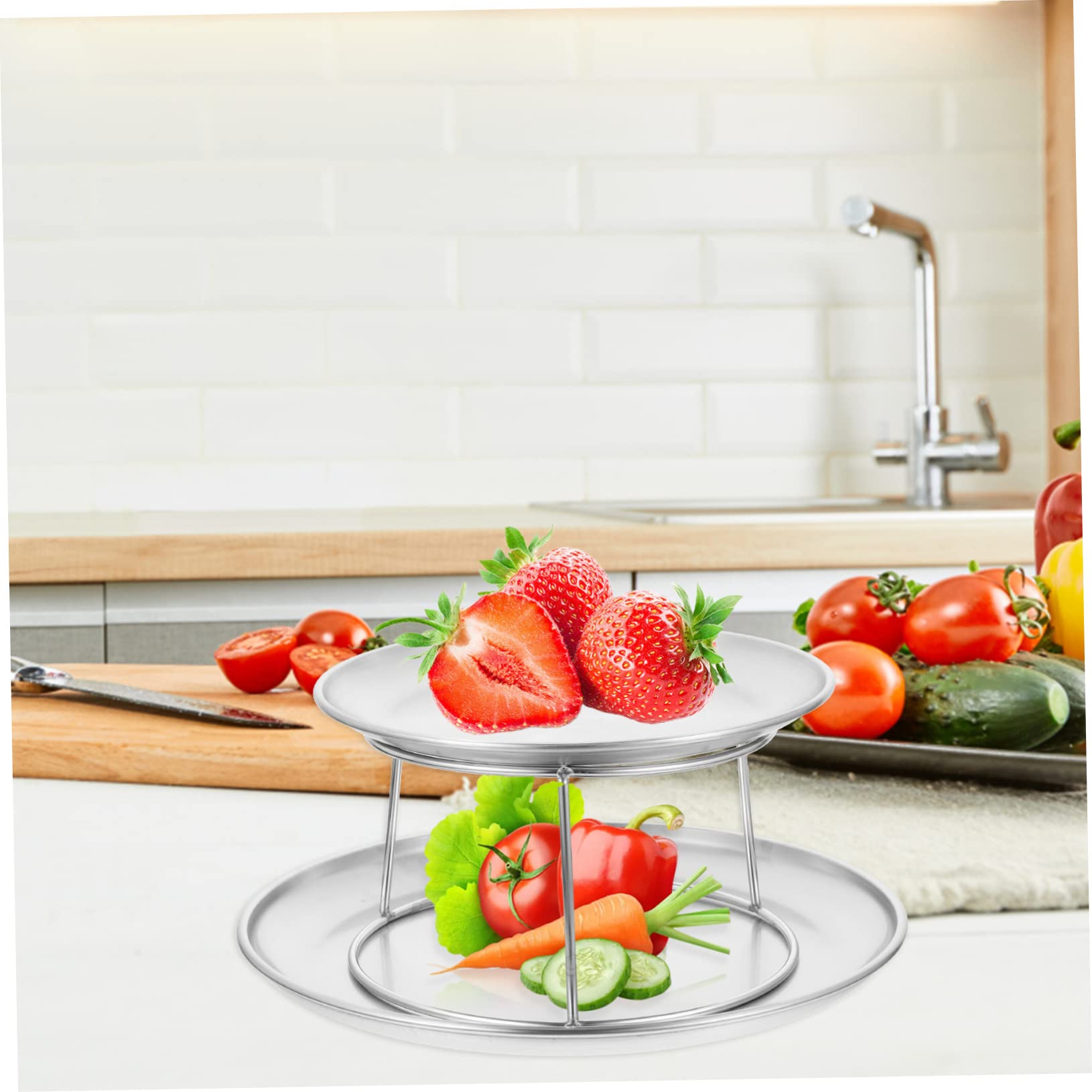 Set a Doppio Strato Vassoio per Dolci in Acciaio Inossidabile Supporto Elegante per Cupcake e Dessert, per Feste di Matrimonio e Buffet