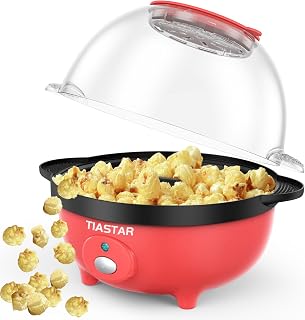 Tiastar Popcorn Machine, 650W Electric Stirring Popcorn Maker, 3L Capacity Popcorn Popper with Non-Stick Coating, Healthy & Less Oil for Movie Nights Parties