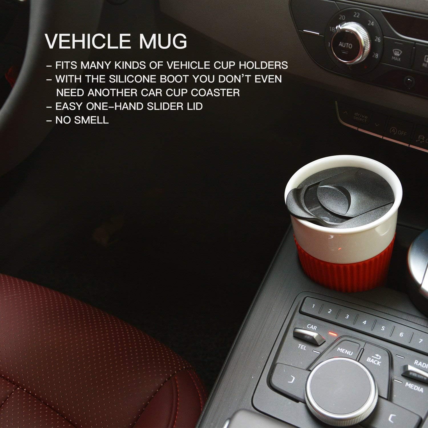 UDMG Ceramic Double Wall Insulated Travel Coffee Cup with Slider Lid