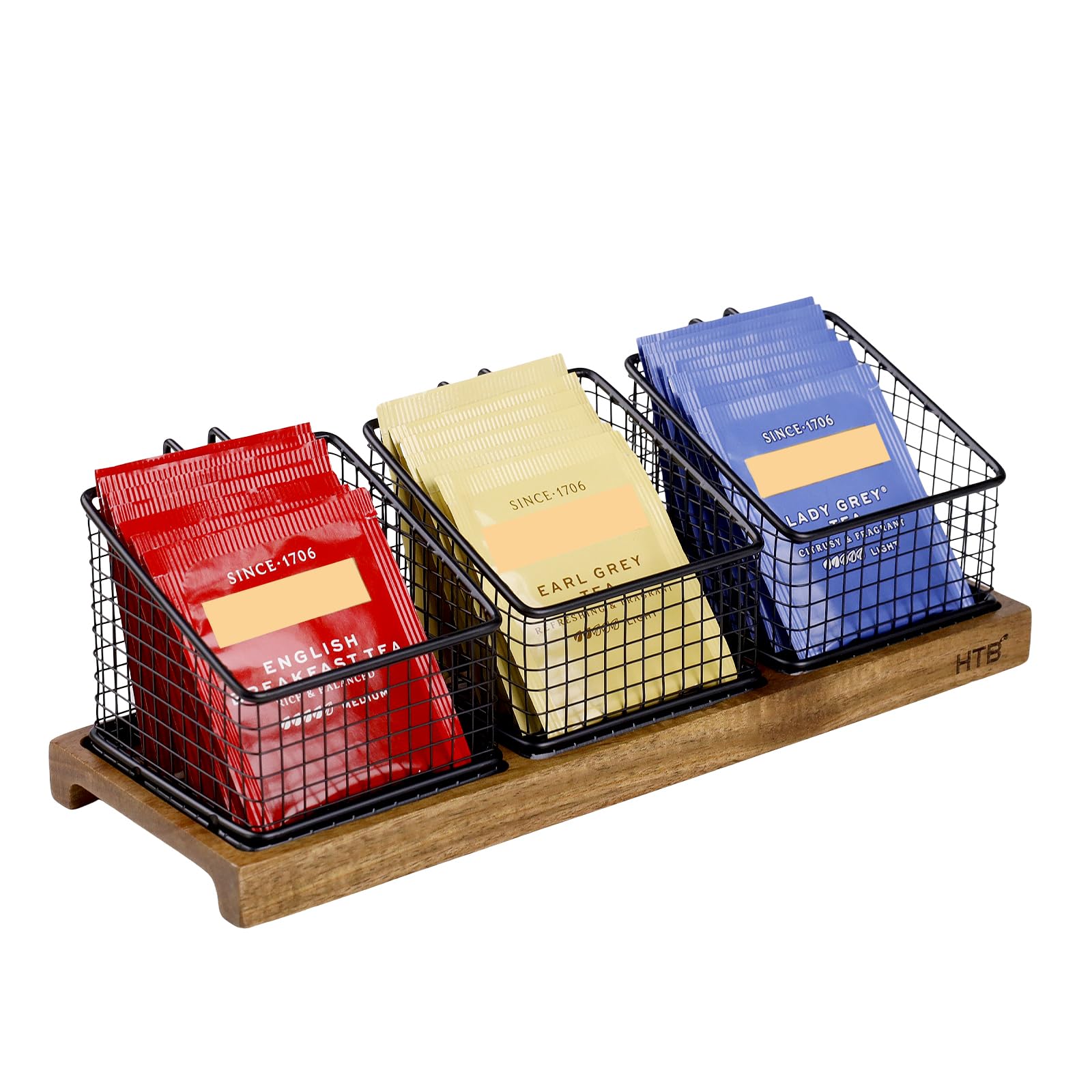Boîte à thé encombrante ? Optez pour l'organiseur de thé HTB en acacia et métal