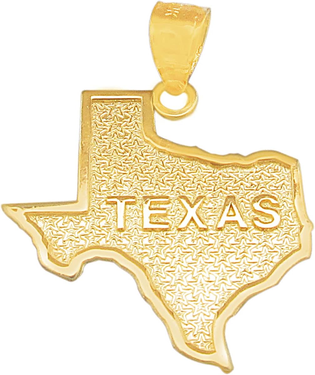 10K Yellow Gold Texas State Map Pendant