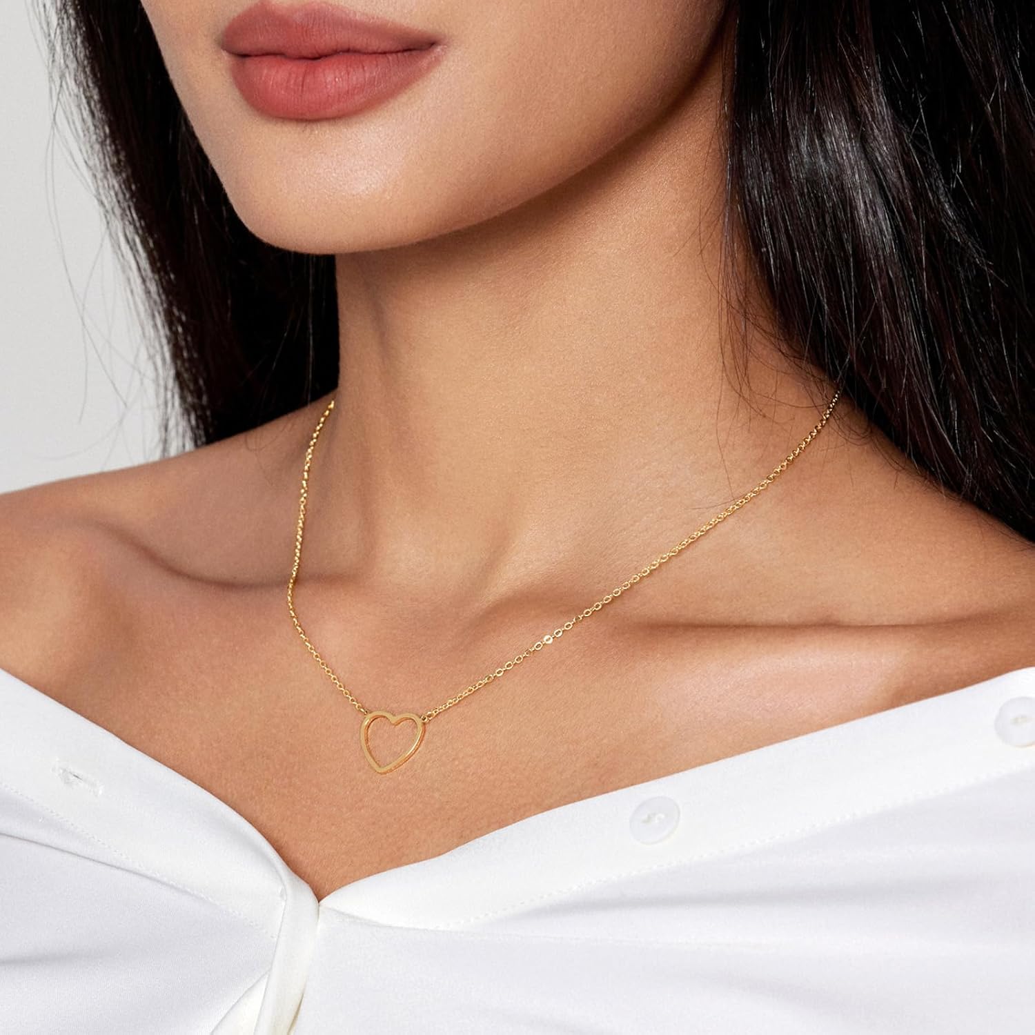 Cute Heart Necklace for Women Gold/Silver Plated Heart Pendant Choker Necklaces Tendy Love Heart Chain Necklace Dainty Gold/Silver Necklace Jewelry Gifts for Women - Image 2