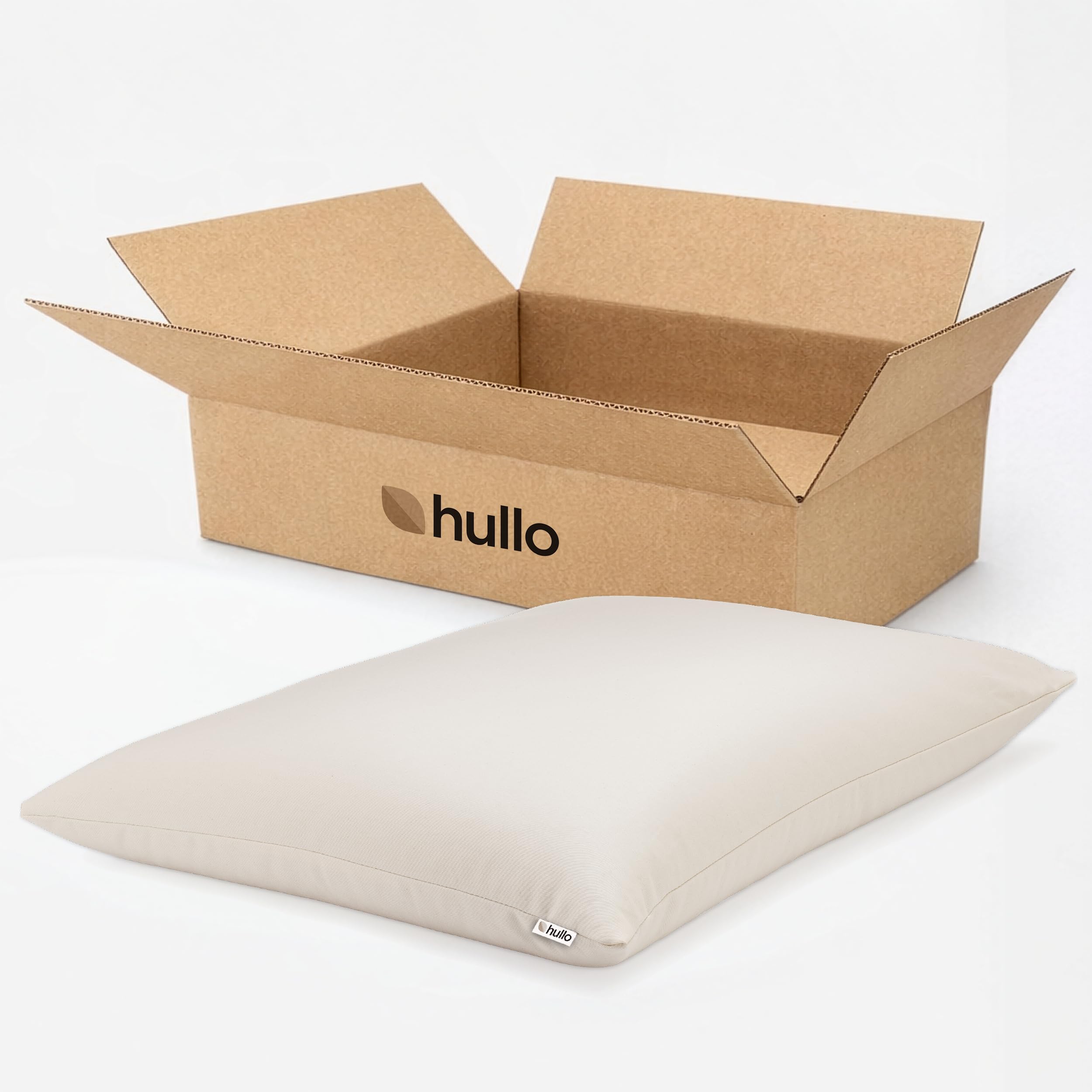 Organic Buckwheat Pillow 14"×20", Firm, Rectangular, White, Classic Style, Made in USA