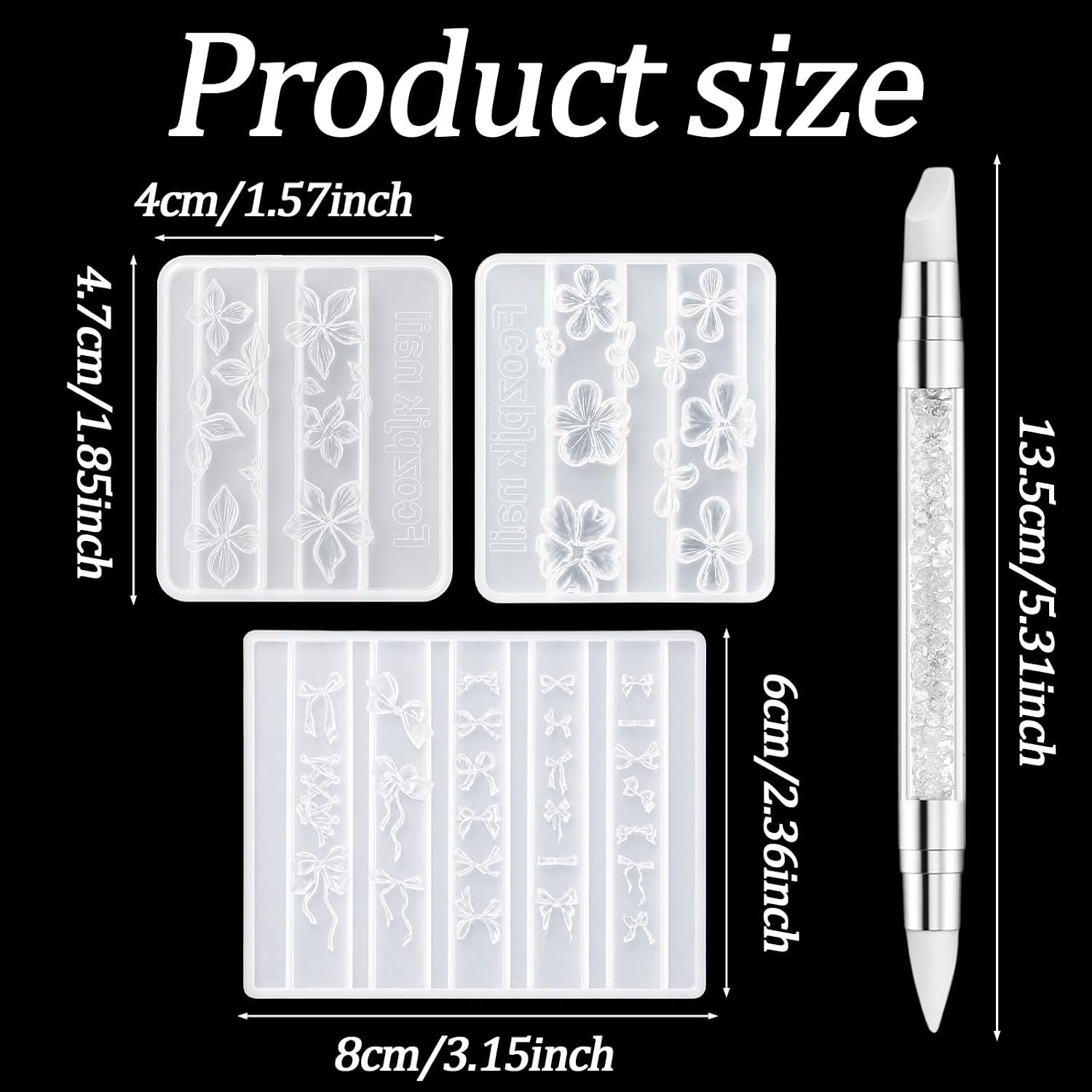 4 PCS Silicone Flowers Nail Molds 3D Flower Mold for Nails Manicure