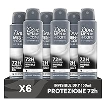 Dove Deodorante Dove Men + Care Invisible Dry Spray Advanced Care, Deodorante Uomo, con 1, 4 Crema Idratante, Formula Idratante e Anti-Macchia, Protezione Fino a 72 Ore, 6 Pezzi da 150 ml