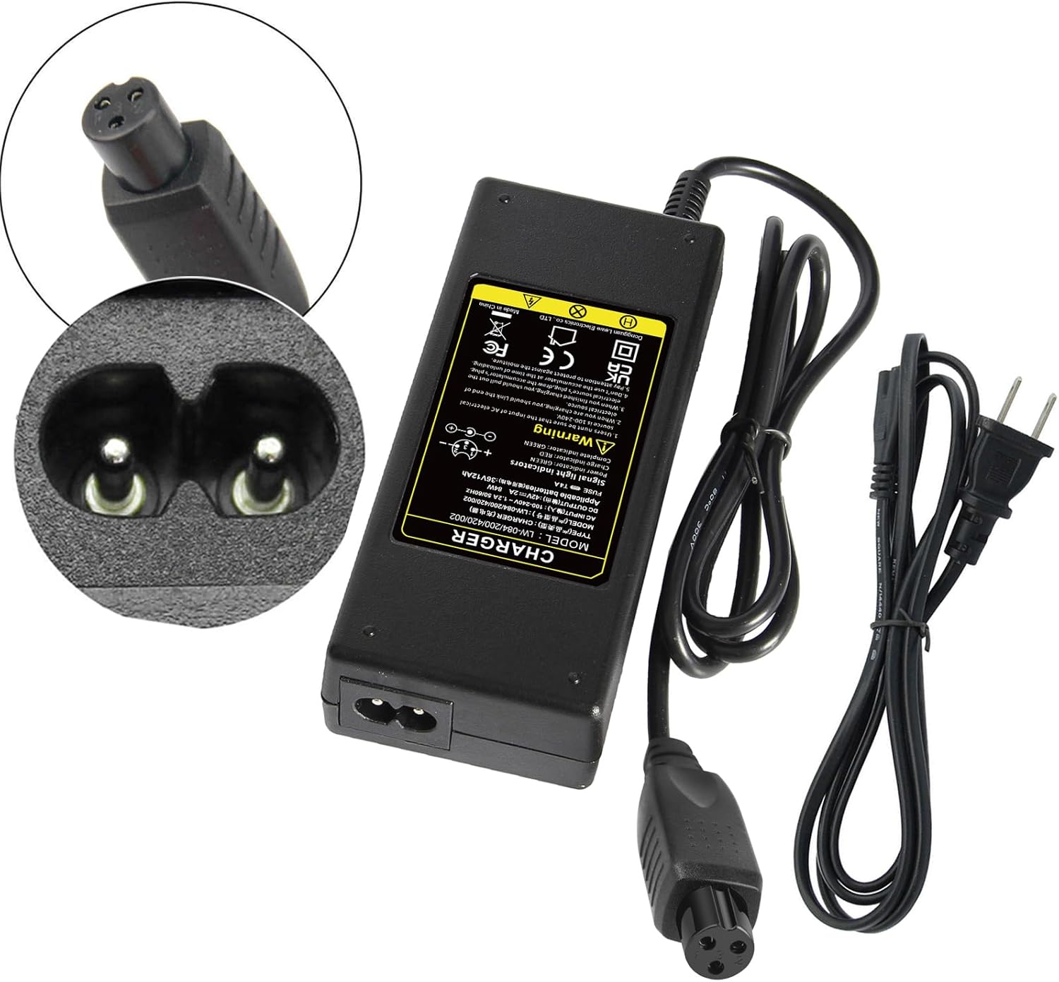 Replacement of the charger 42v 2a 3 Prong CONNECTOR IN LINE Fast charger for electric scooter 36 V jetson swagron onewheel pint 10s lithium battery 8 71vDahmtd6L. AC SL1500