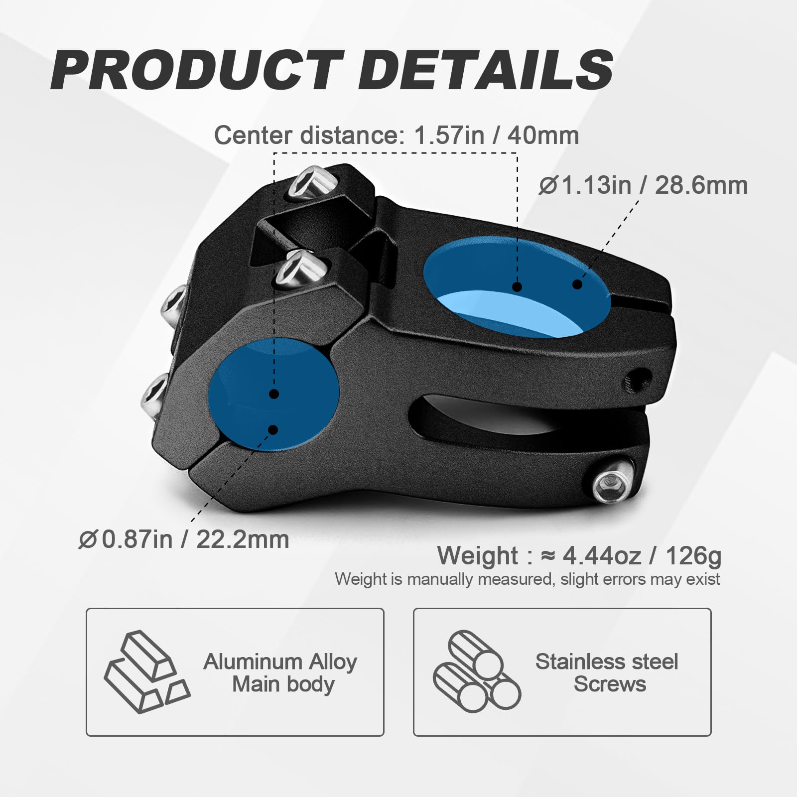 Amazon.co.jp: バイクステム 22.2mm ショートアルミニウム合金ショート