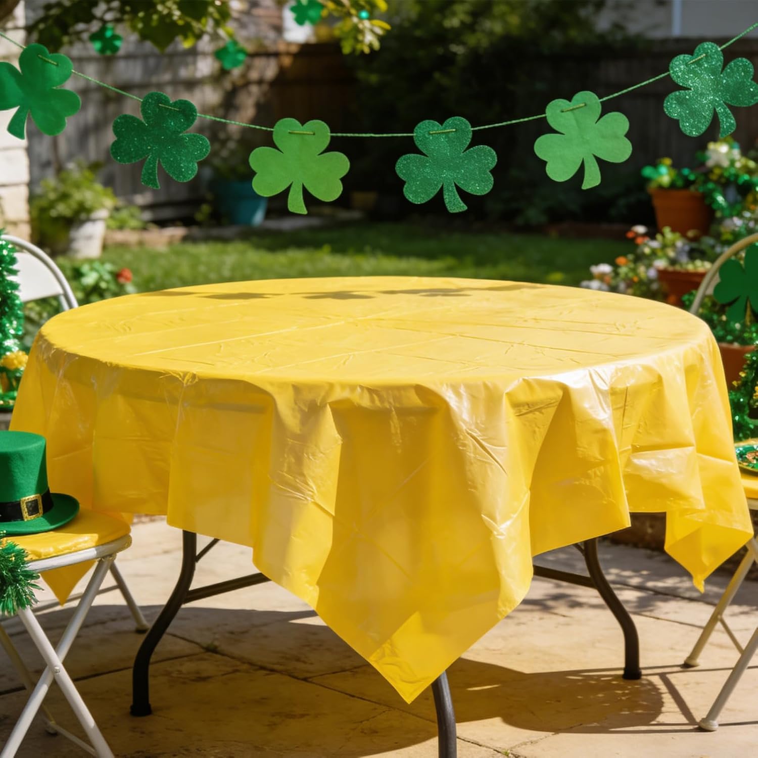 CIEOVO 12 Pcs St Patrick's Tablecloths, Disposable Round St Patrick's Table Cover 84 Inch Waterproof Table Covers for Irish Saint Patrick Party Family Birthday Party Decorations