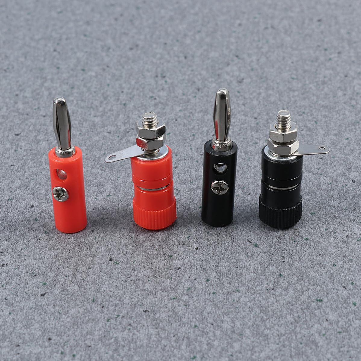 Set da 10 Paia Connettori Banana per Apparecchi Meccanici e Strumenti, Placcati in Rame, Tipo Vite Foro Laterale, Rosso e Nero, Buona Conducibilità Elettrica