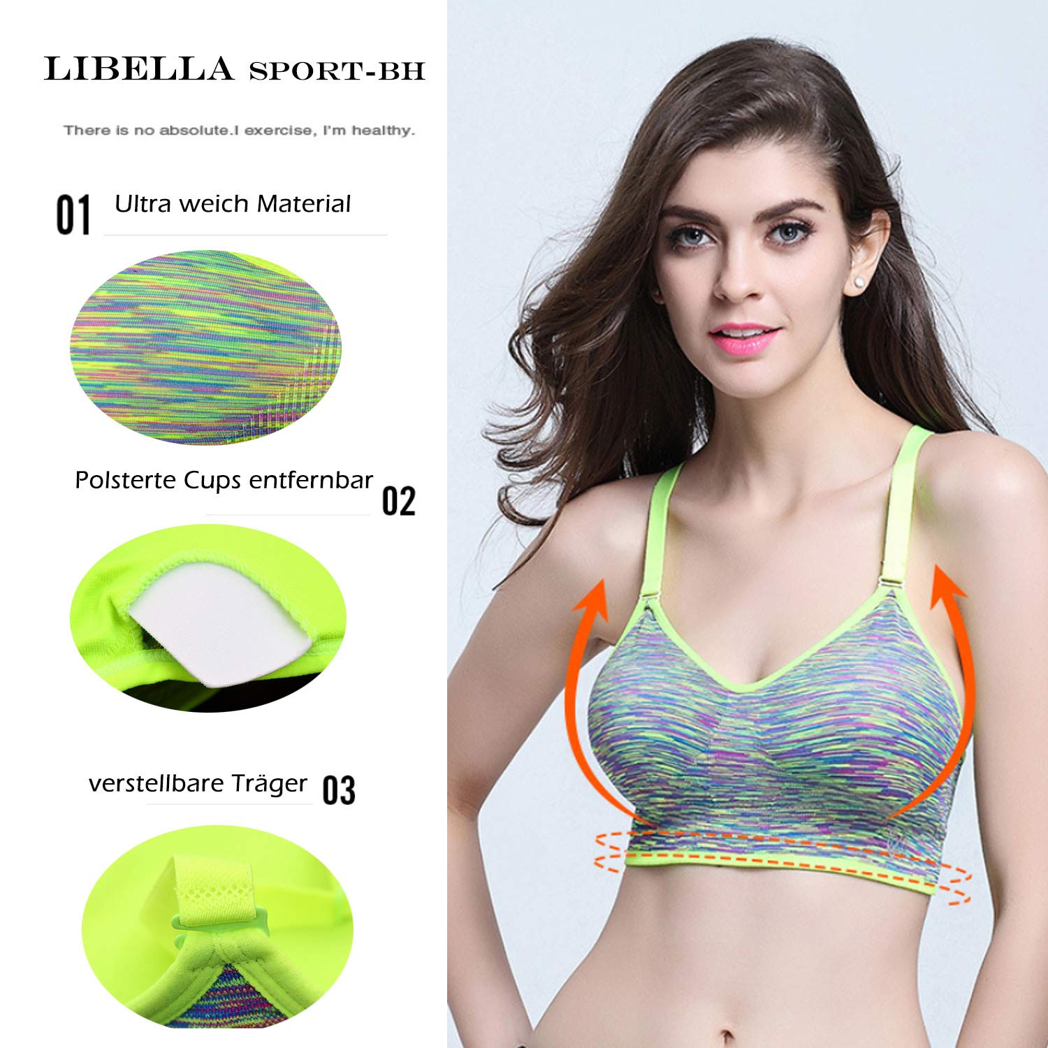 Libella Sujetador Deportivo Push Up Bustier Fitness Yoga Sin Mangas