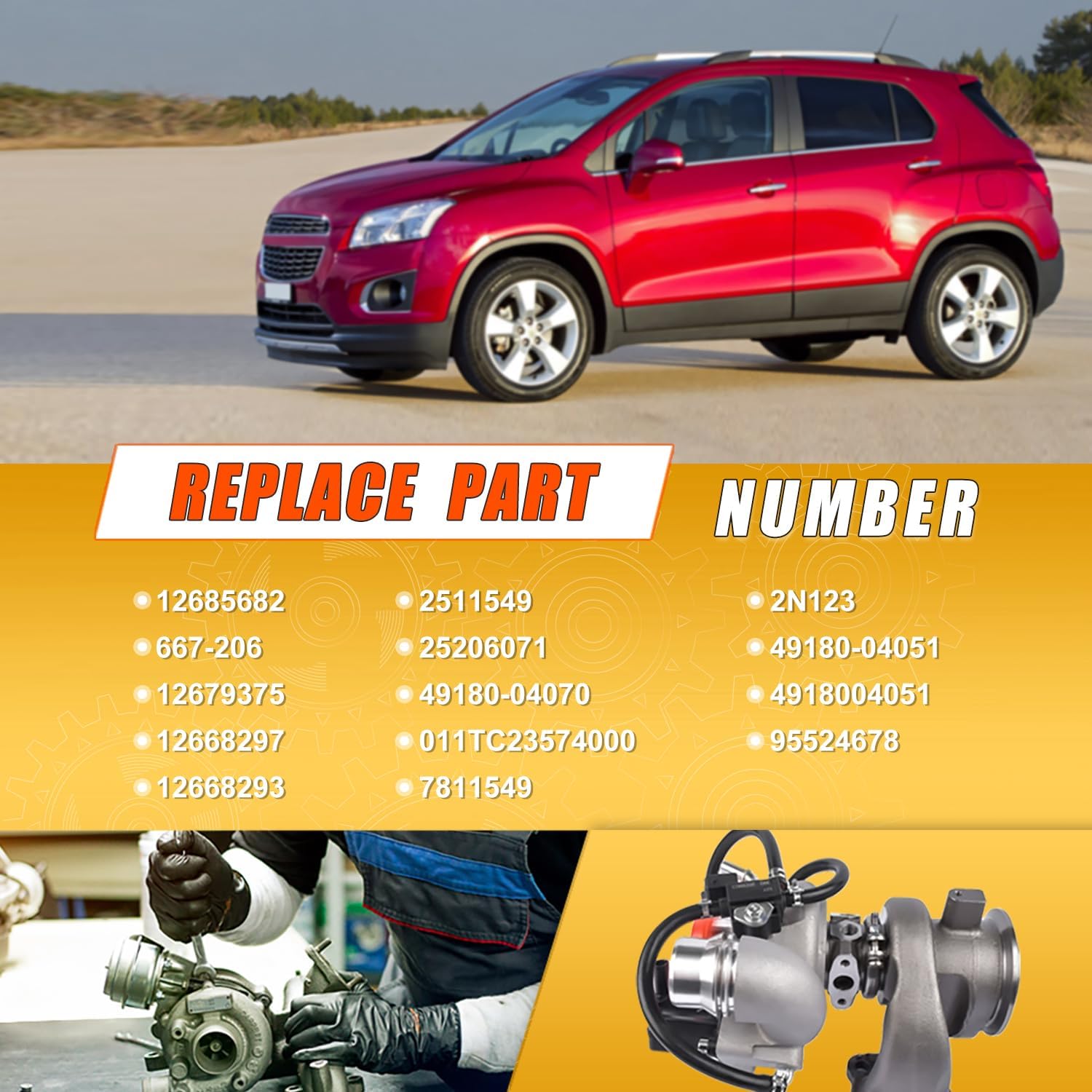 12685682 Turbo Turbocharger TD025 Compatible with 2016-2019 Chevy Cruze L4 1.4L Gas,16-19 Buick Encore L4 1.4L Gas,2019 Chevrolet Trax,Turbocharged vin M type LE2,Replaces 667-206