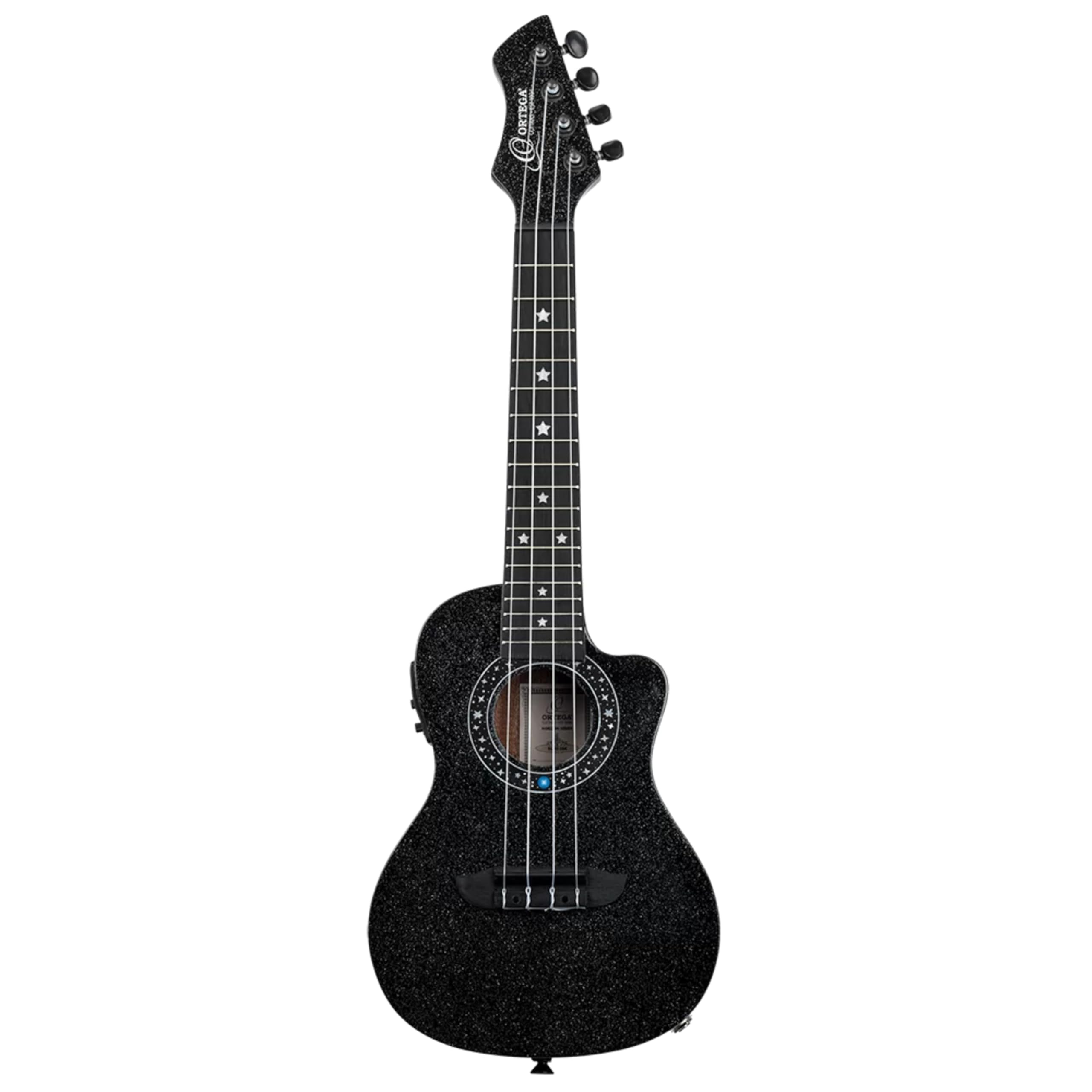 Ortega Guitars Ukulélé Concert Électro-Acoustique – Série Horizon – Housse Incluse – Agathis, Noir (RUHZ-CE-STAR)