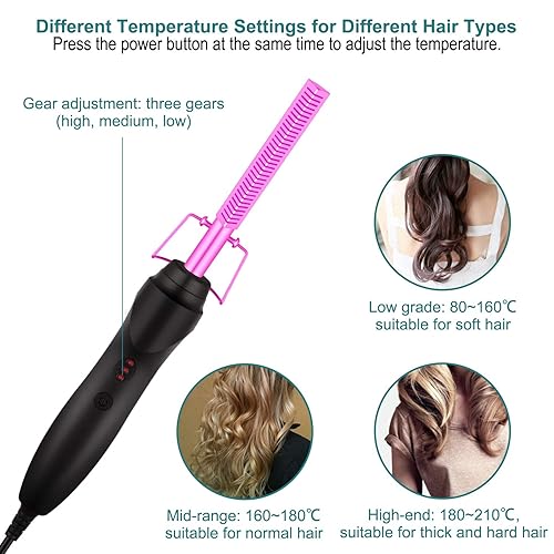 Miniatura 3 de Peine caliente, peine eléctrico portátil, peine de cerámica, cepillo de seguridad para rizador de seguridad, peine de prensa alisador multifunción,