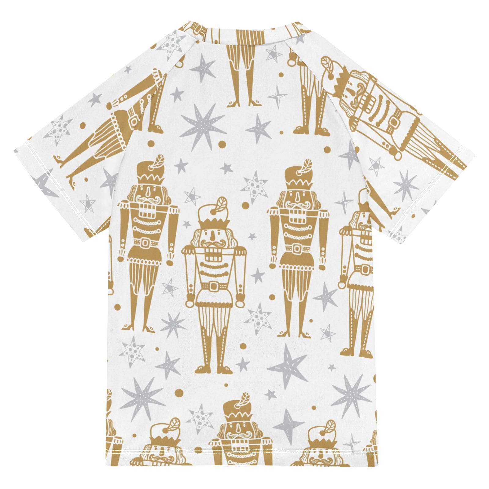 Aflyko Christmas Boys' Swim Shirt Nutcrackers Soldier Gingerbread Color Rash Guard Beachwear Sun Protection Fishing Hiking Camping Surfing Swimming Toddler Infant Summer Daily T-Shirt, 4T