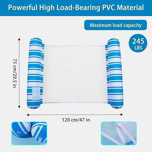 Miniatura 3 de Paquete de 3 flotadores de agua para adultos, flotadores de piscina multiusos 4 en 1, sillas de piscina flotantes para adultos, hamaca flotante,