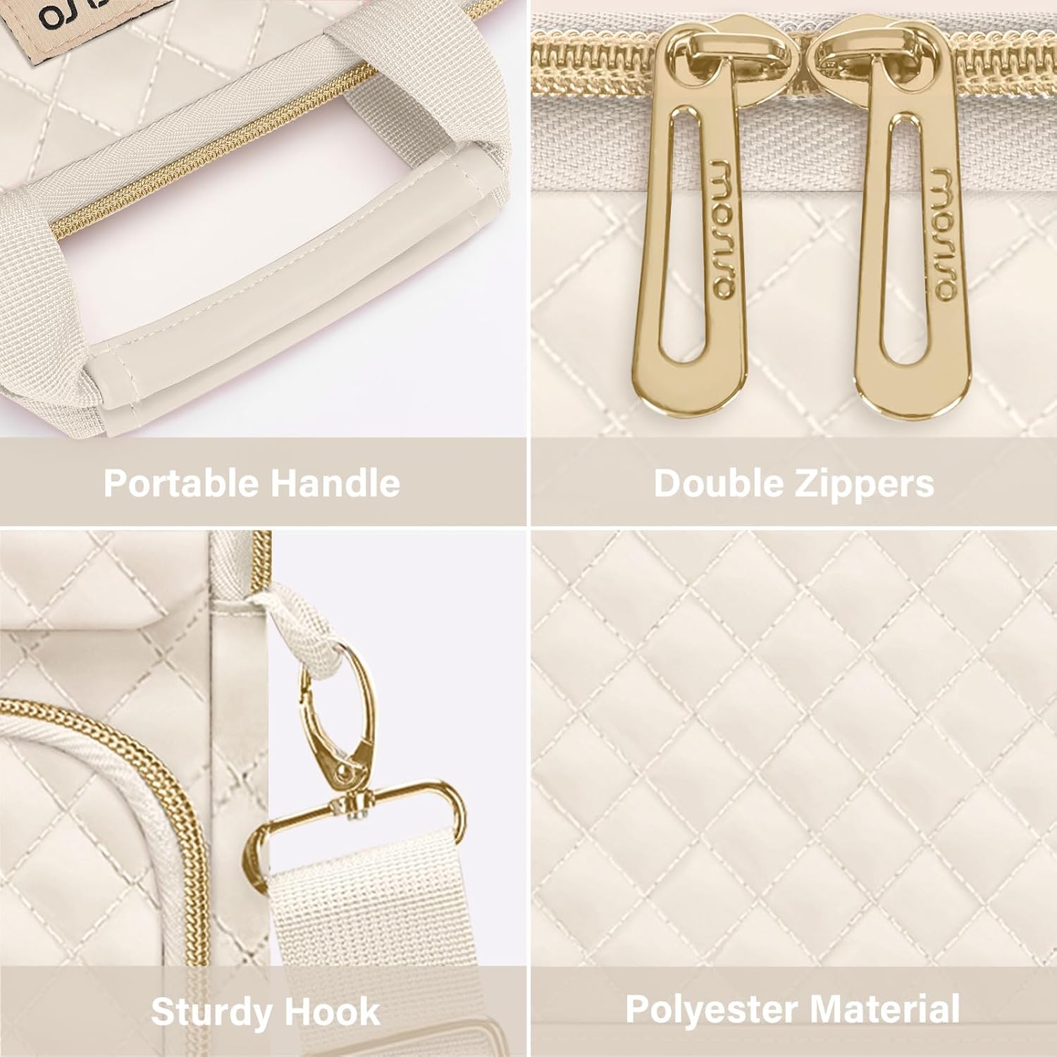 MOSISO 12.9 inch Tablet Sleeve Bag for iPad Pro 13 M4&iPad Air 13 M3 M2,iPad Pro 12.9 M2 M1 6/5,Surface Laptop Go 12.4,Galaxy Tab S8+/S9+ 12.4,Square Quilted Carrying Case with 2 Pockets, Sand - Image 5