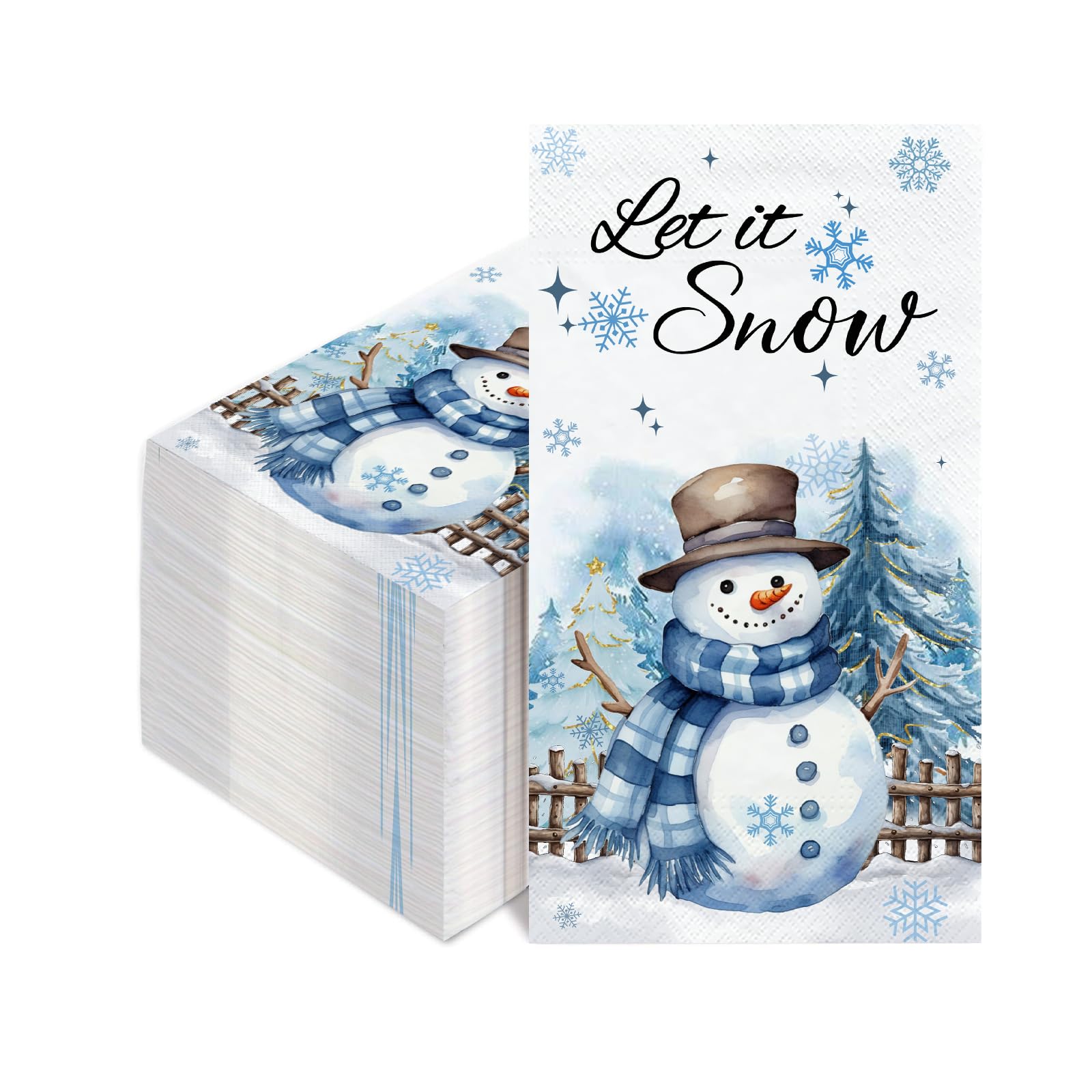 50 servilletas de Navidad para invitados de 2 capas, toallas de mano decorativas de papel para baño, cocina, muñeco de nieve, servilletas de mano desechables para invierno, Navidad, fiestas, baby