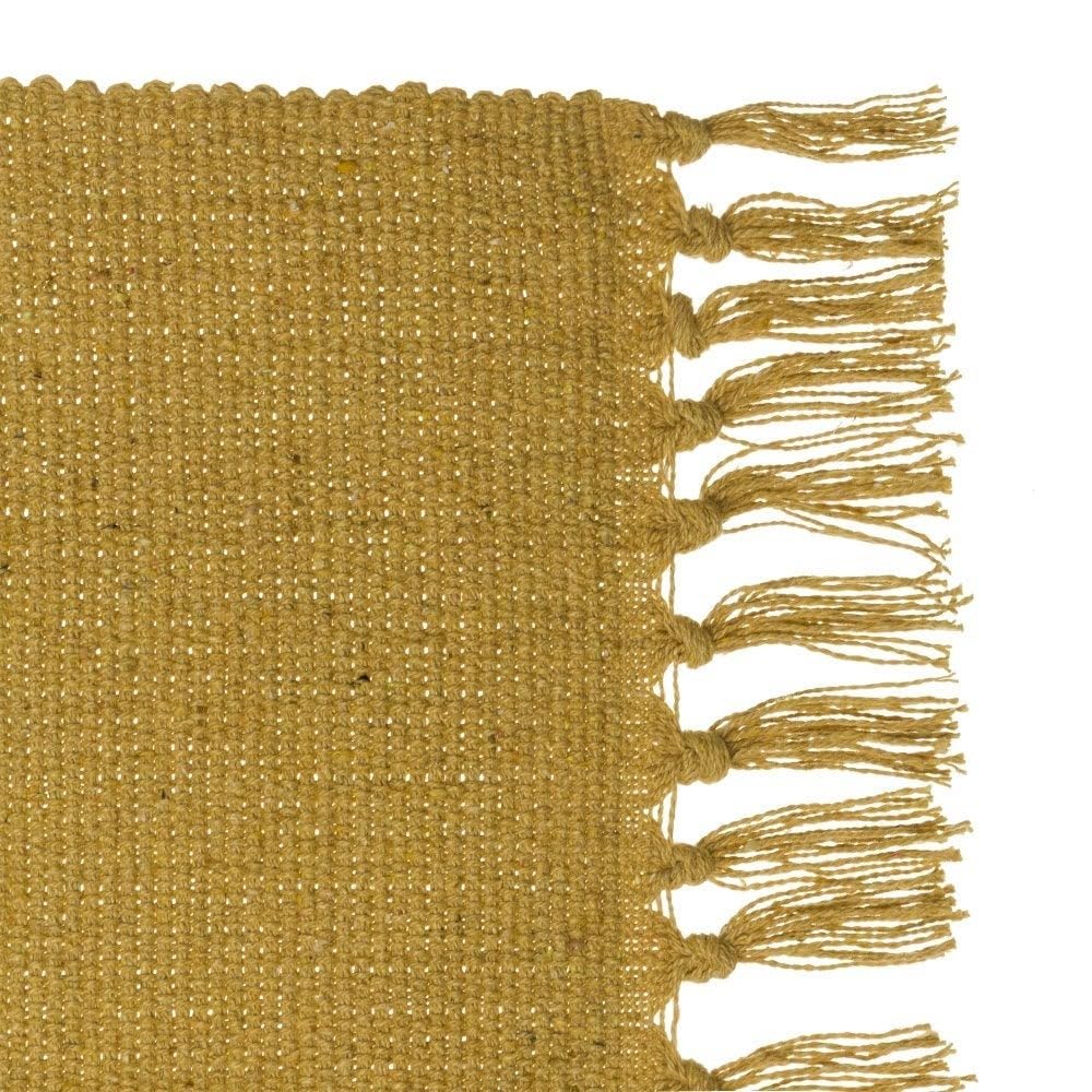 LOLAhome - Set de 3 alfombras de Flecos en algodón Natural de 50x80 cm Colores Burdeos y Mostaza. Tejido Artesanal de Temperatura Neutra Que Ofrece Confort y Estilo en Cualquier Estancia.