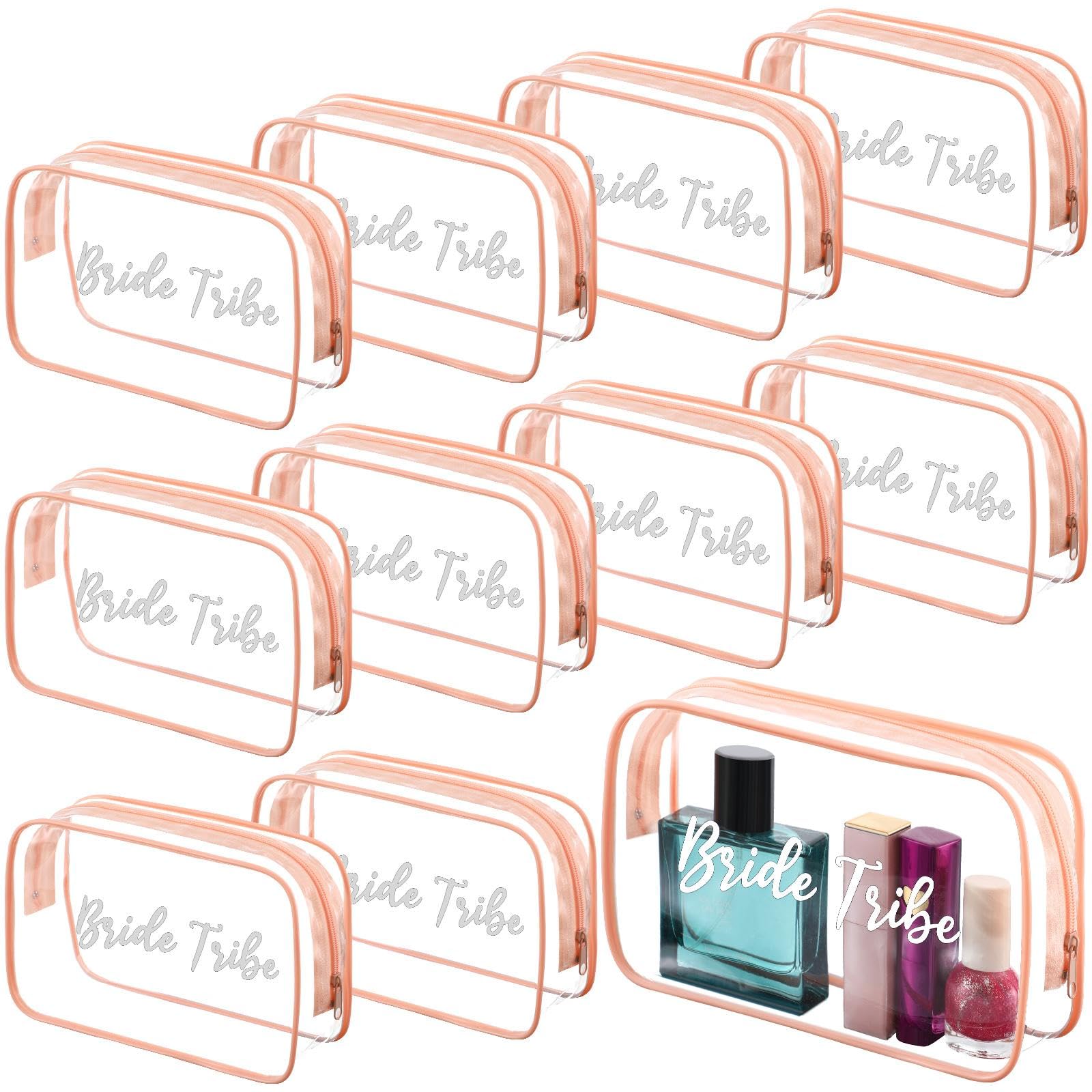 Amylove 10 Pcs Bridesmaid Makeup Bag for Bridal Party Gifts Clear Makeup Bags Toiletry Bridesmaid Proposal Gift Cosmetic travel Cosmetic Bag for