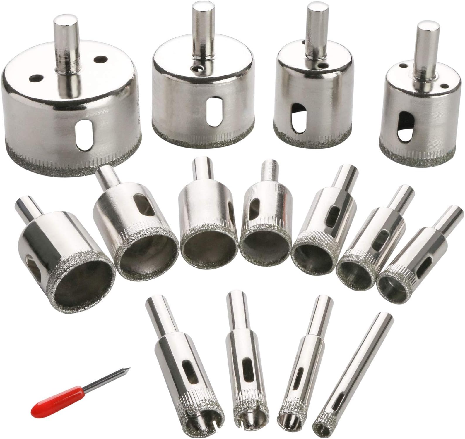 3 otters Tile Hole Saw, 15 PCS Diamond Drill Bits 6-50mm Glass Tile Hollow Core Extractor Remover Tools for Glass, Ceramics, Porcelain, Ceramic tile