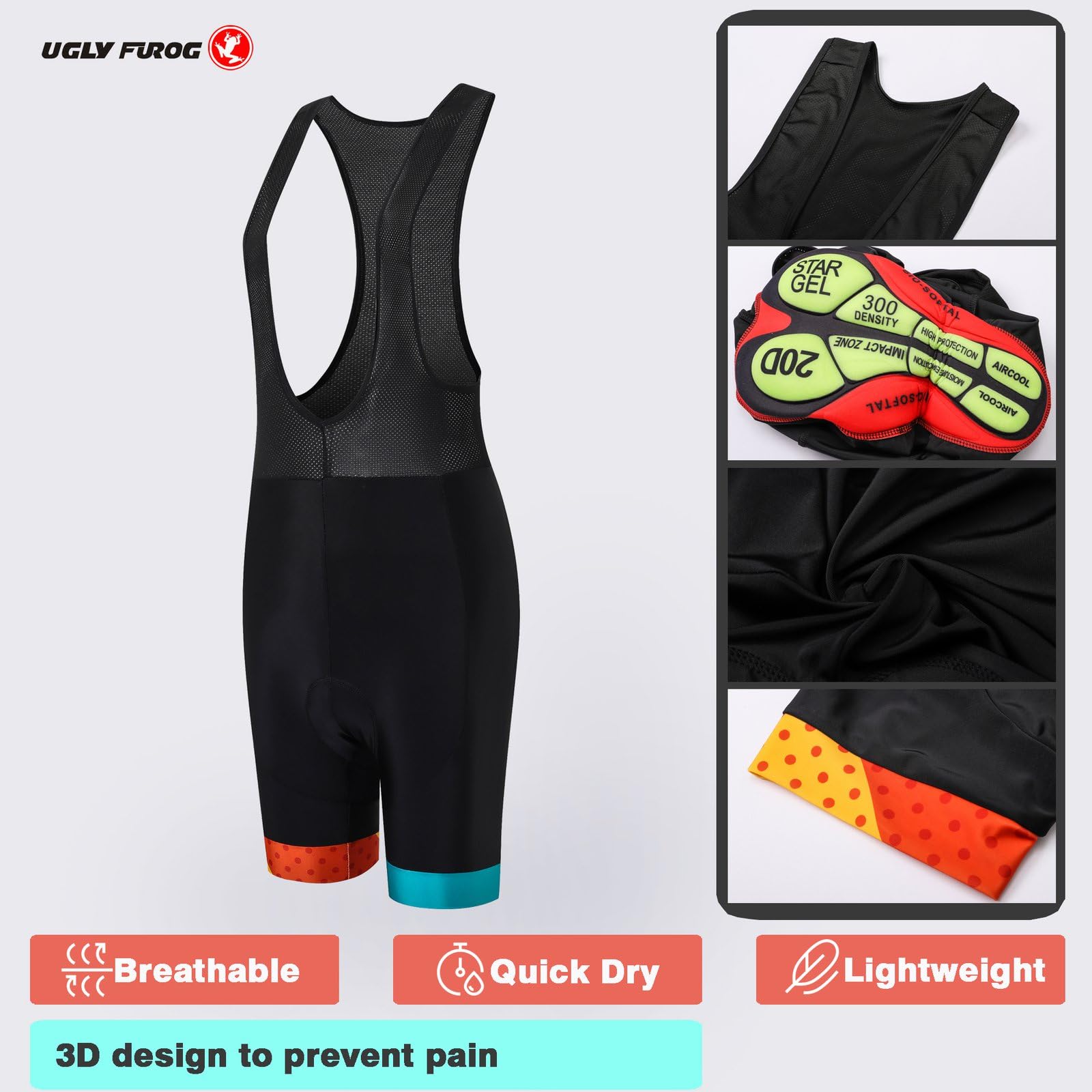 UGLY FROG Damen Radtrikot Set Kurzarm Radhose 20D Sitzpolster MTB Fahrradbekleidung