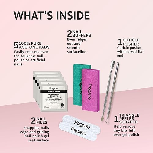 Miniatura 2 de Pronto Kit de viaje de almohadillas de acetona, removedor de esmalte de uñas y removedor de esmalte de gel con elementos esenciales de uñas kit de