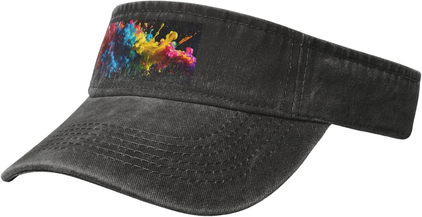 Paint Splatter Backdrop Print Sport Sun Visor Hats Cotton Ball Caps Empty Top Baseball Sun Cap for Men Women