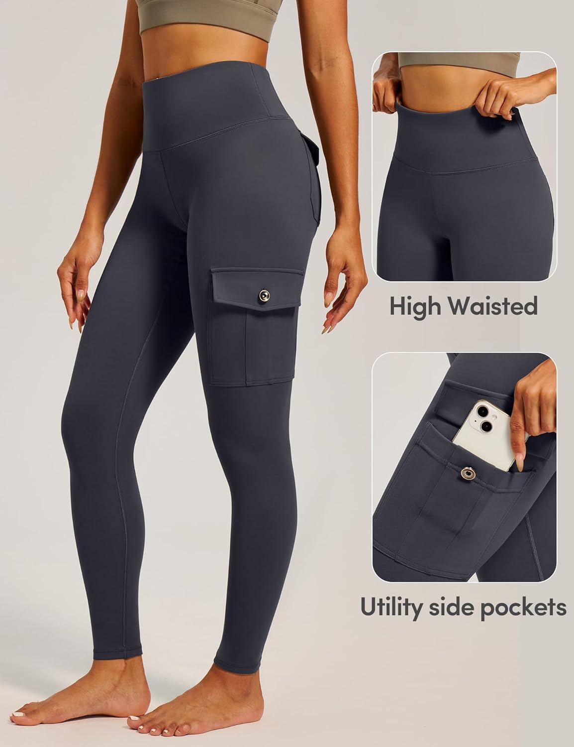 IUGA Butt Lifting Leggings for Women High Waisted Workout Cargo Leggings with Pockets Gym Yoga Pants Tummy Control - Image 2