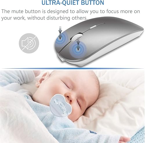 Miniatura 4 de Ratón inalámbrico Bluetooth para MacBook Air Mac Pro Computadora portátil iPad Pad PC láser óptico recargable Mini Ratón delgado silencioso