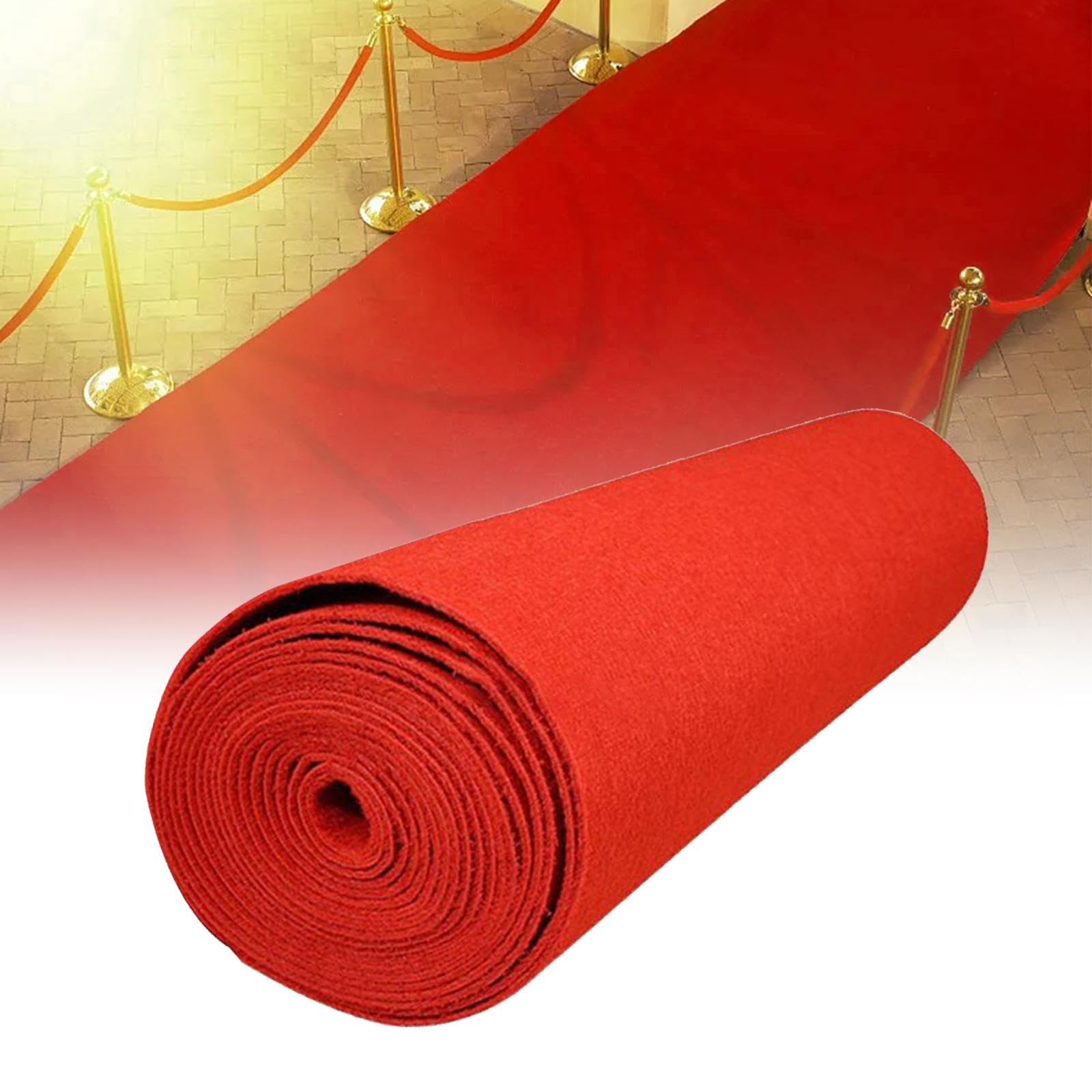 Baoblaze Roter Teppich, 1,2 Meter breit, rutschfest, tragbar, stabil, Hochzeitsteppich, roter Gangläufer für Party, Babyparty, Geburtstag, Outdoor-Dekoration, 1.2mx10m
