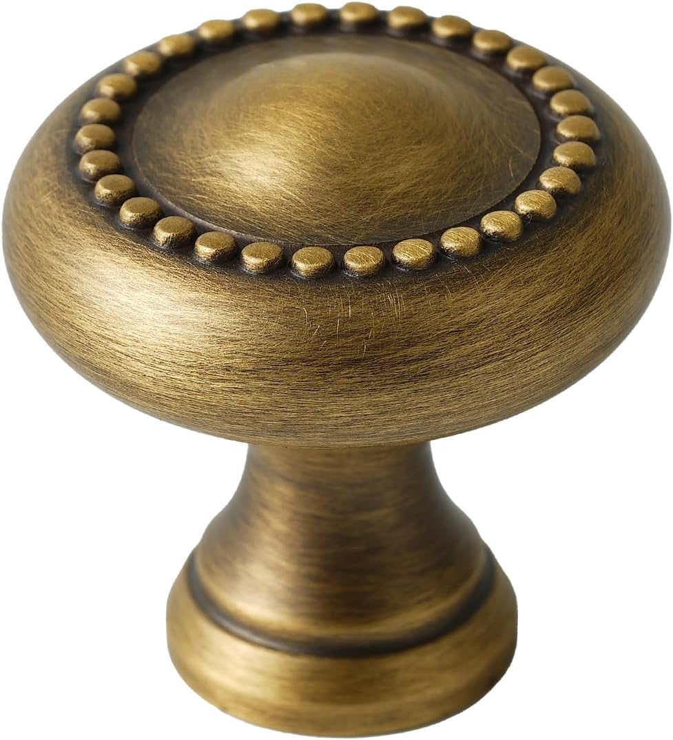 10 Pack Solid Brass Cabinet Knob 1-3/16" (30mm) Diameter Drawer Knob Cabinet Hardware Handle Antique Brass Kitchen Cabinet Knob Brass Bathroom Fixture Knob