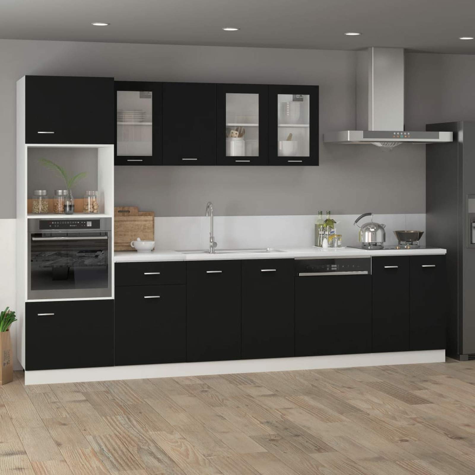 LAPOOH Unterschrank Schwarz 60x46x81,5 cm Spanplatte Küchenschrank, Küchenunterschrank, Unterschrank Küche, Küchenmöbel, Miniküche, Spülschrank