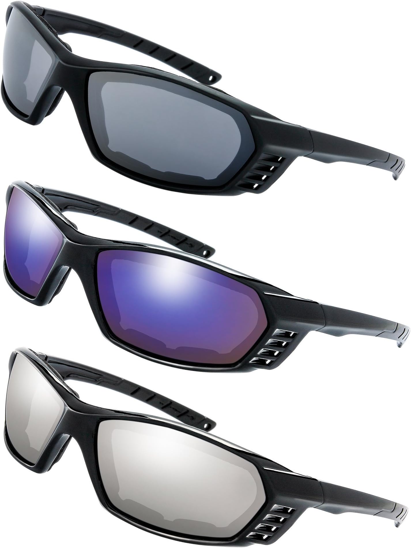 Motorcycle Riding Glasses Padded Frame Lens Block 100% UVB/UVB for Outdoor Activity Sport