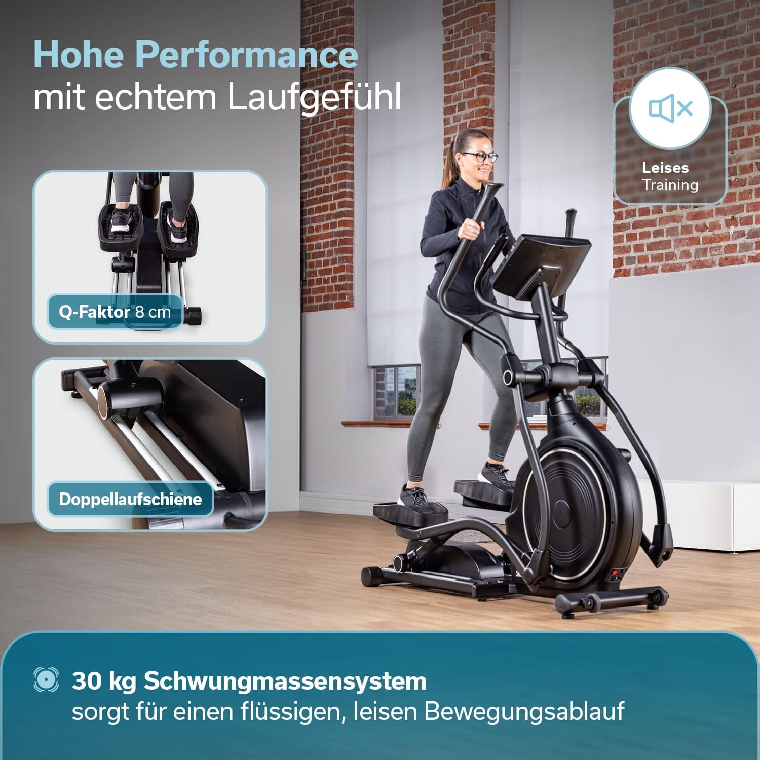 Skandika Crosstrainer Carbon P26-S P30-S Ellipsentrainer mit Steigung bis 150 kg 32 Widerstandsstufen Bluetooth App kompatibel