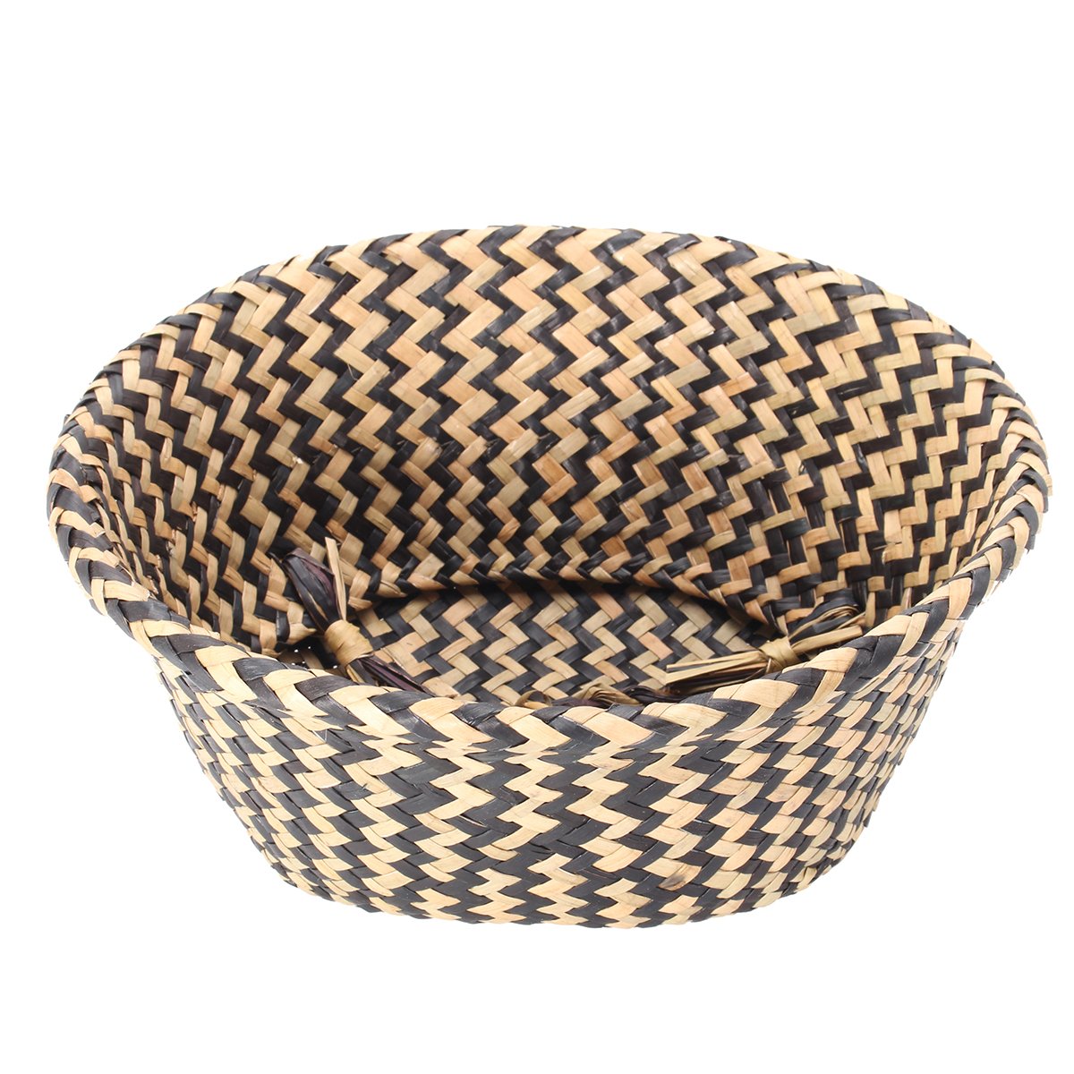Baogu Natural Seagrass Woven Hand Woven Seagrass Belly Basket with Handles for Storage Plant Pot Wave 22X20CM - Image 7